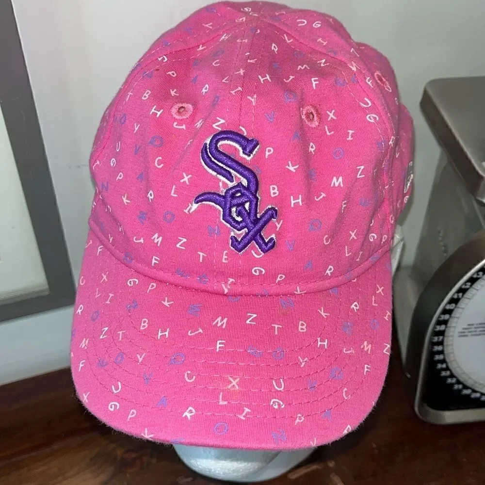 Pink alphabet girls Chicago White Sox kids toddler fitted baseball cap hat